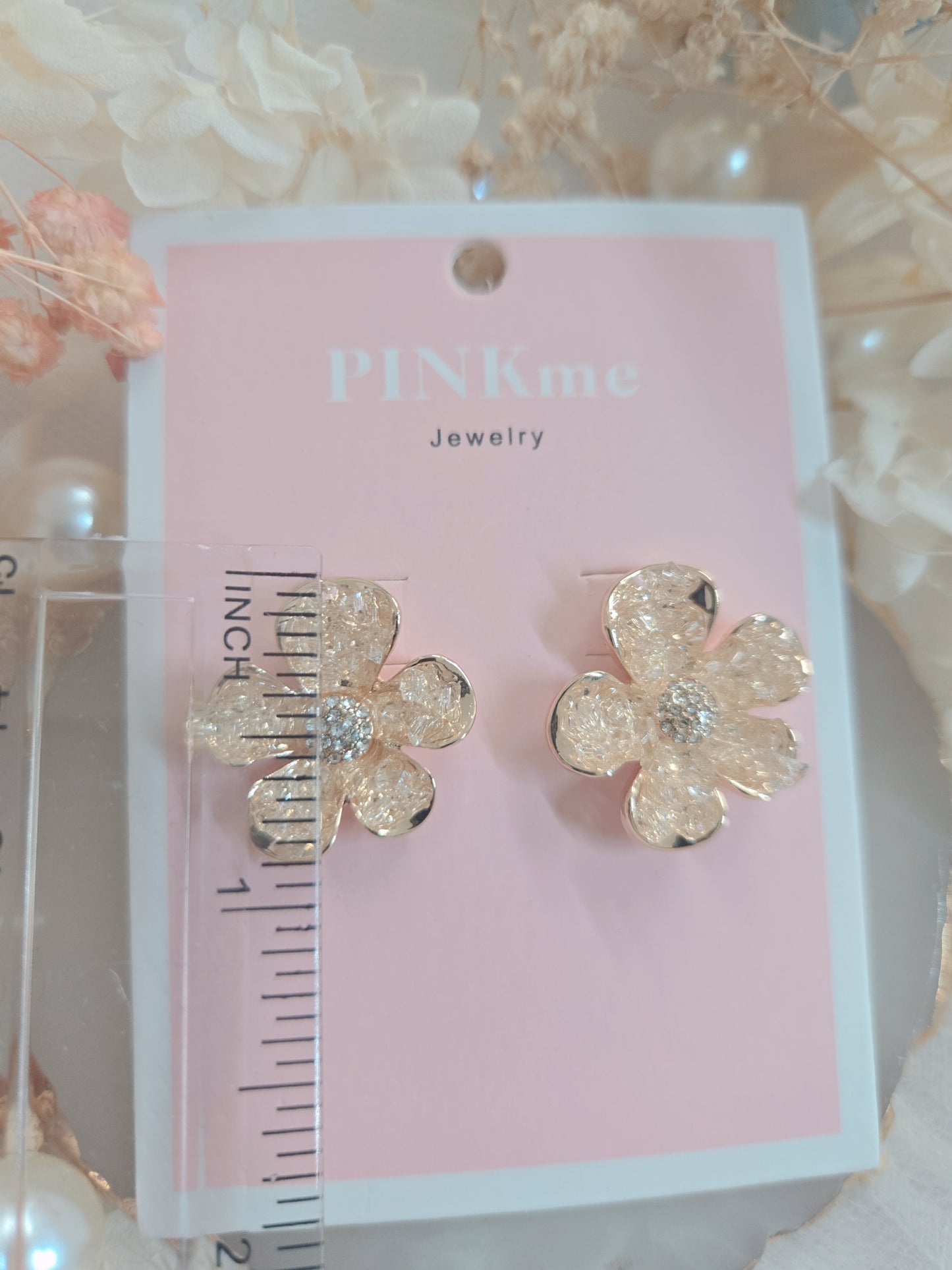 Flower cute Bling Stone Stud Earring