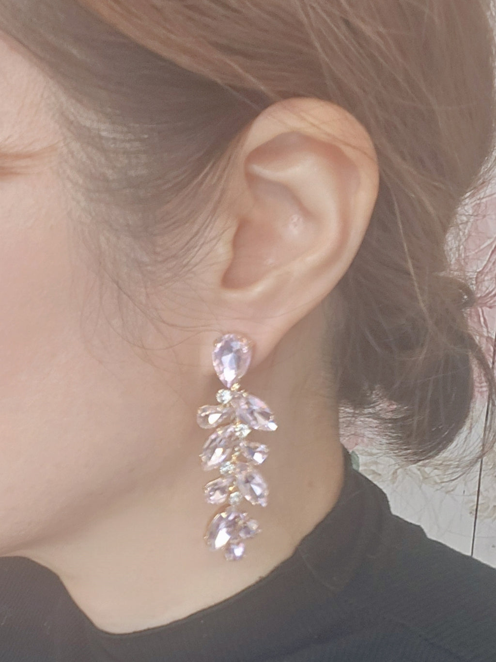 Pink Stone Bling 2.5" Drop Earring