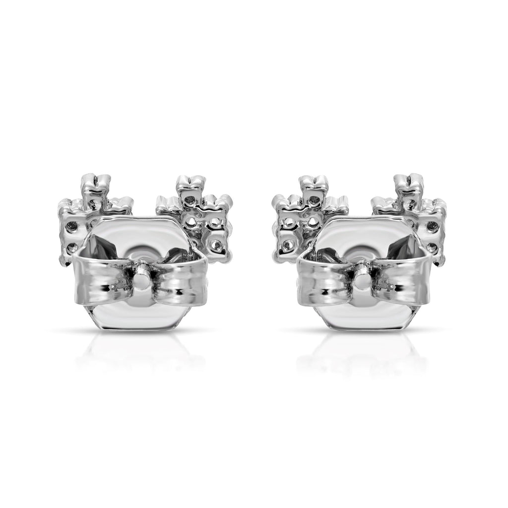 SS071508-Sterling Silver Post Cubic Zirconia Stone Brass Metal Stud Earrings