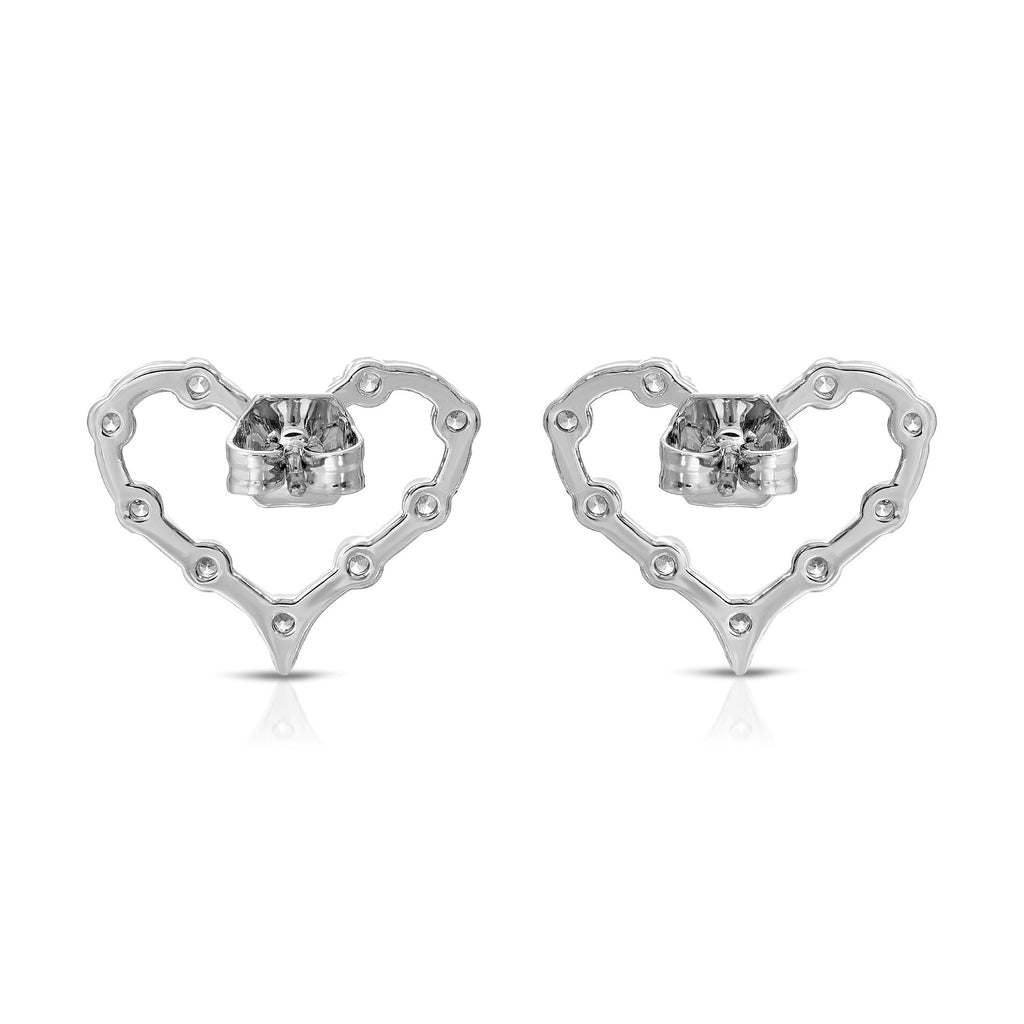 SS071512-Sterling Silver Post Cubic Zirconia Stone Brass Metal Stud Earrings
