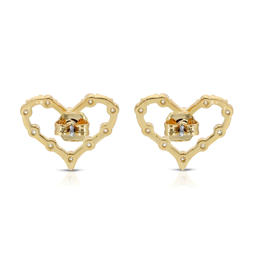 SS071512-Sterling Silver Post Cubic Zirconia Stone Brass Metal Stud Earrings