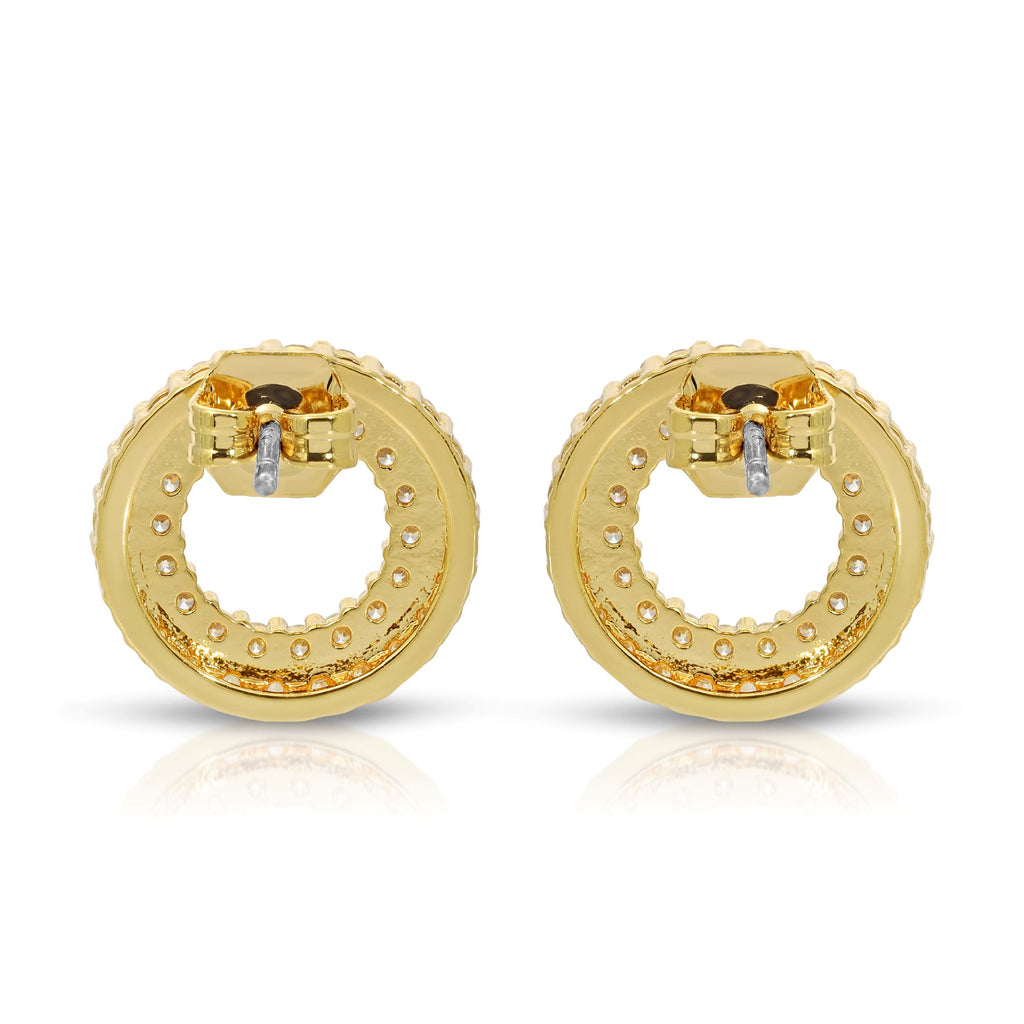 SS071513-Sterling Silver Post Cubic Zirconia Stone Brass Metal Stud Earrings