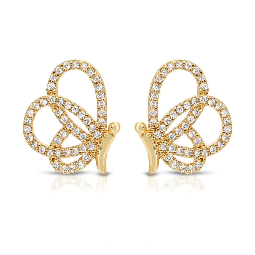 SS071516-Sterling Silver Post Cubic Zirconia Stone Brass Metal Stud Earrings