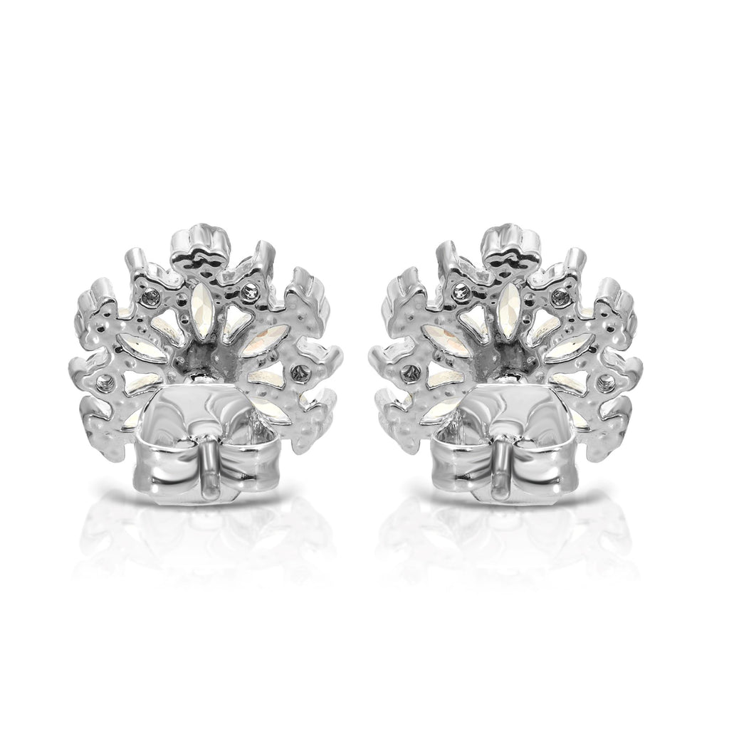 SS071501-Sterling Silver Post Cubic Zirconia Stone Brass Metal Stud Earrings