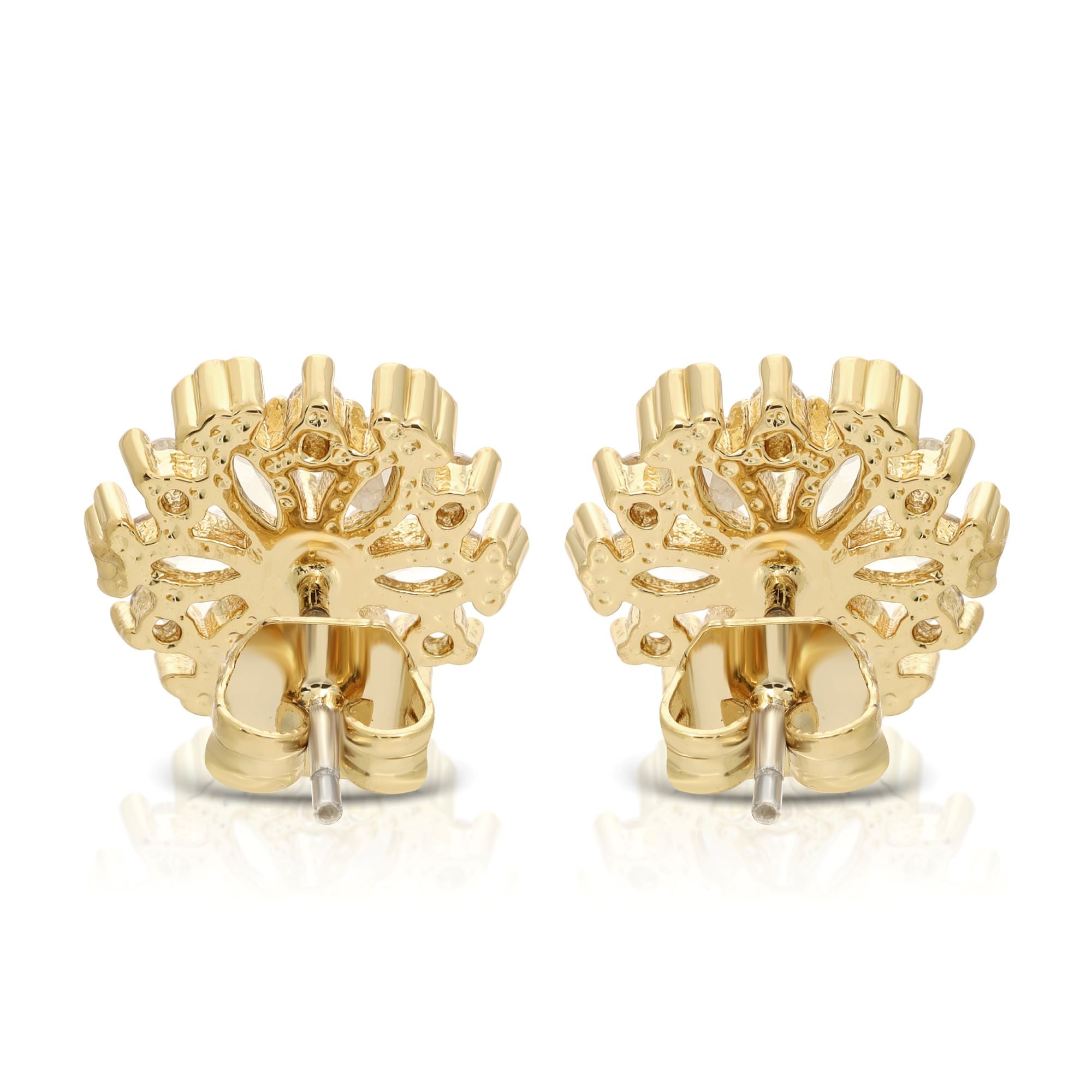 SS071501-Sterling Silver Post Cubic Zirconia Stone Brass Metal Stud Earrings