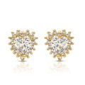 SS071515-Sterling Silver Post Cubic Zirconia Stone Brass Metal Stud Earrings