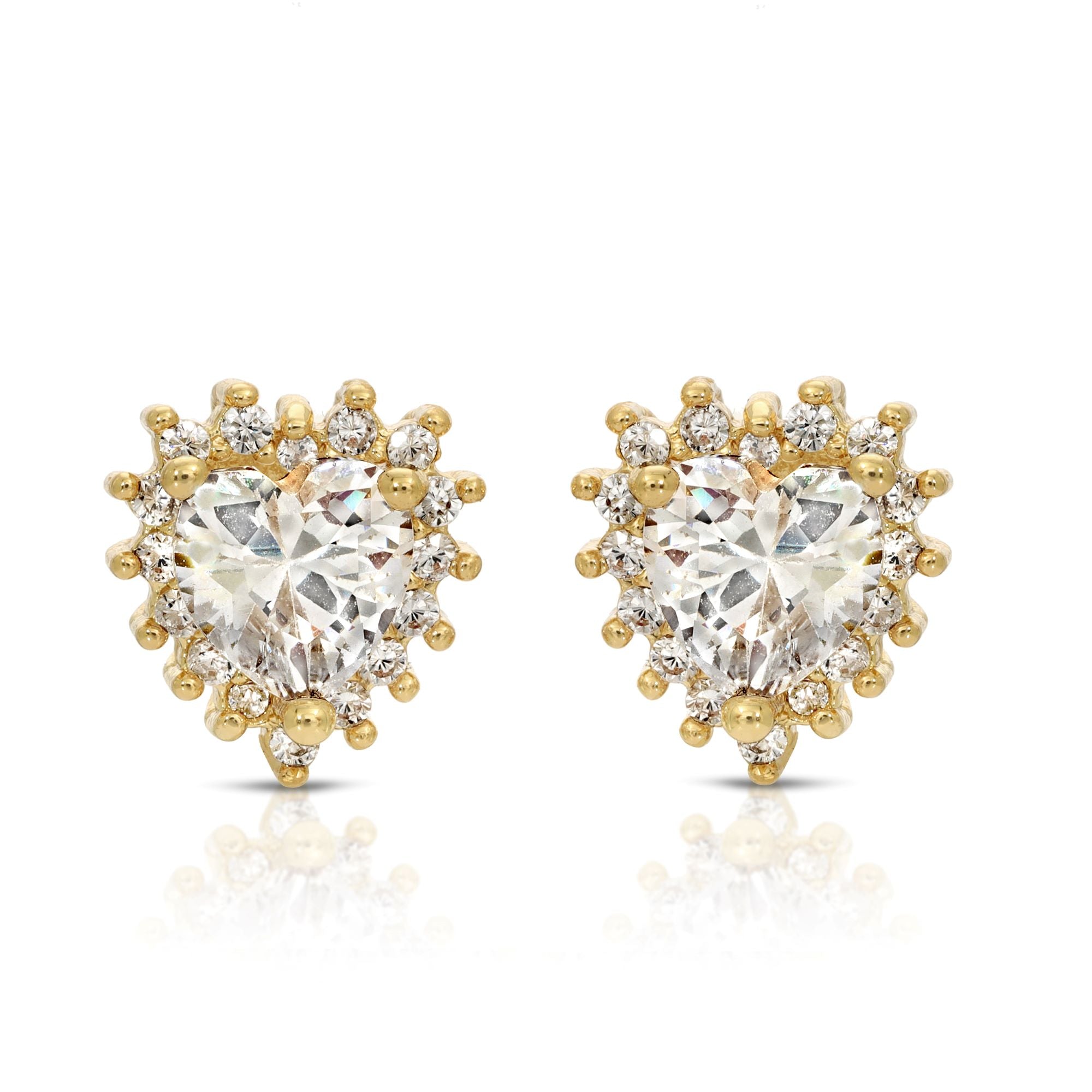 SS071515-Sterling Silver Post Cubic Zirconia Stone Brass Metal Stud Earrings