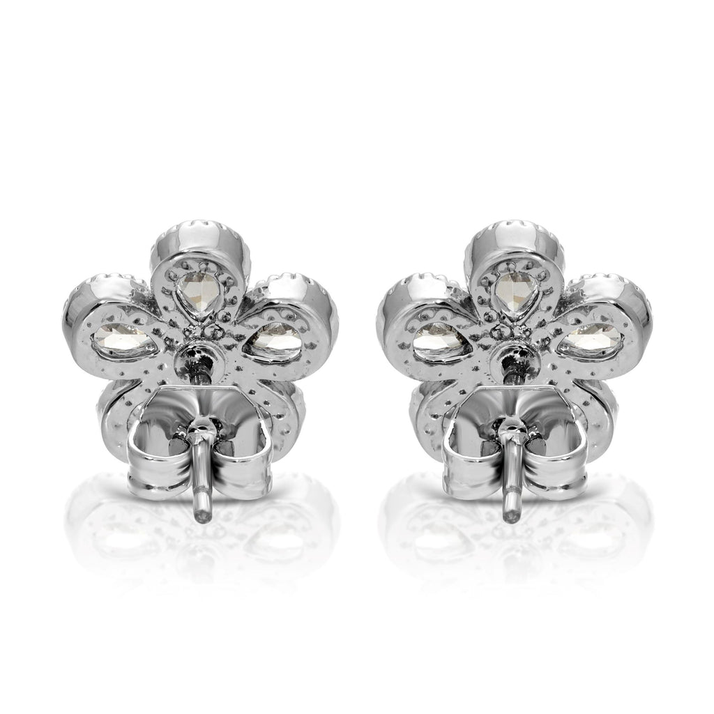 SS071518-Sterling Silver Post Cubic Zirconia Stone Brass Metal Stud Earrings