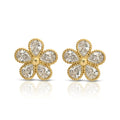 SS071518-Sterling Silver Post Cubic Zirconia Stone Brass Metal Stud Earrings